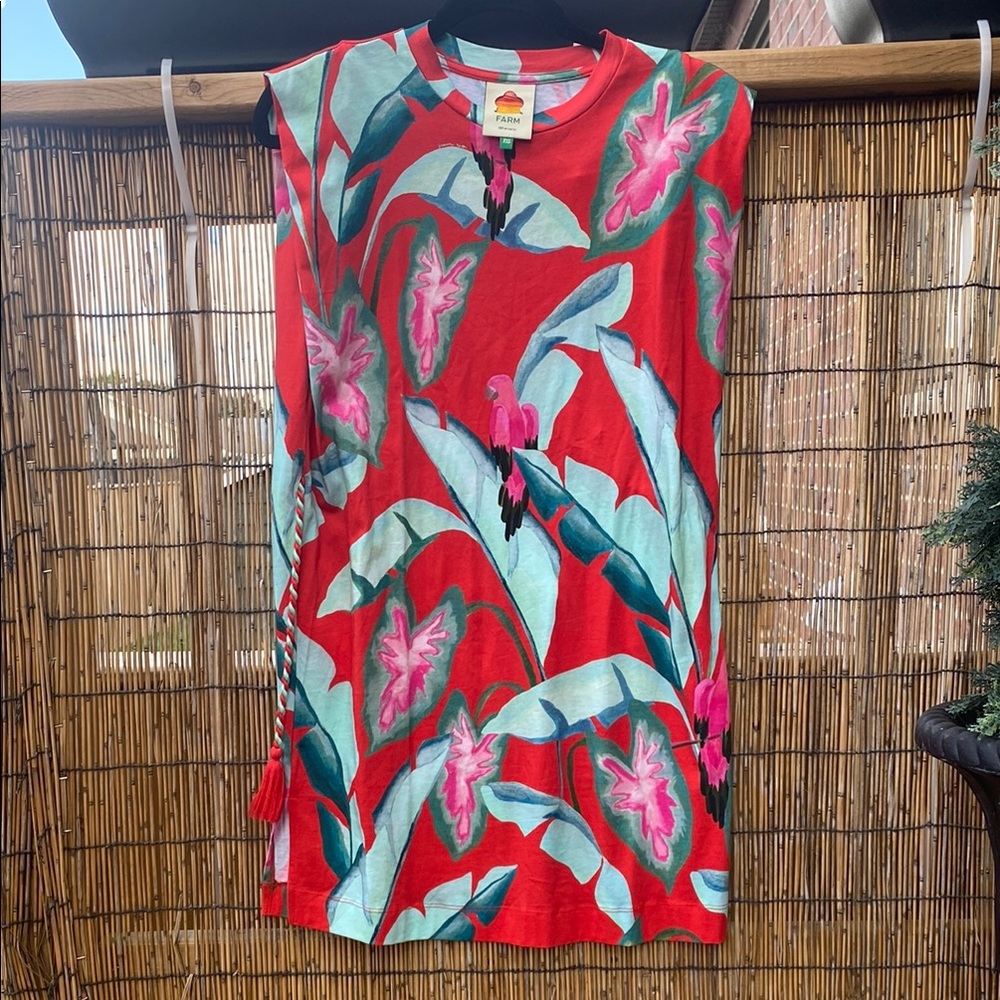 Farm Rio Red Tropical Print Dress